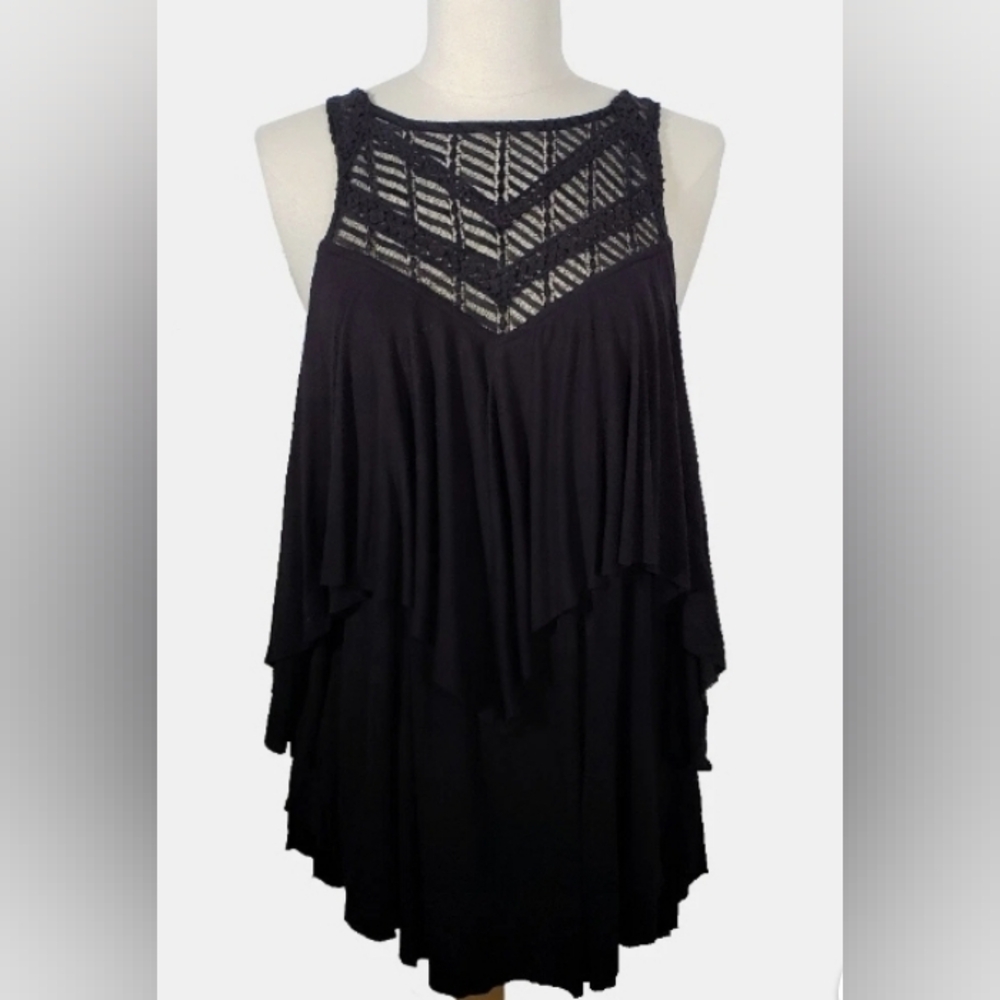 Free People double-layer black tank top with a racerback design